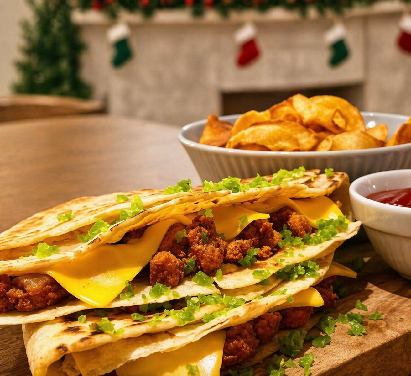 Chicken Quesadilla with Manioc Chips