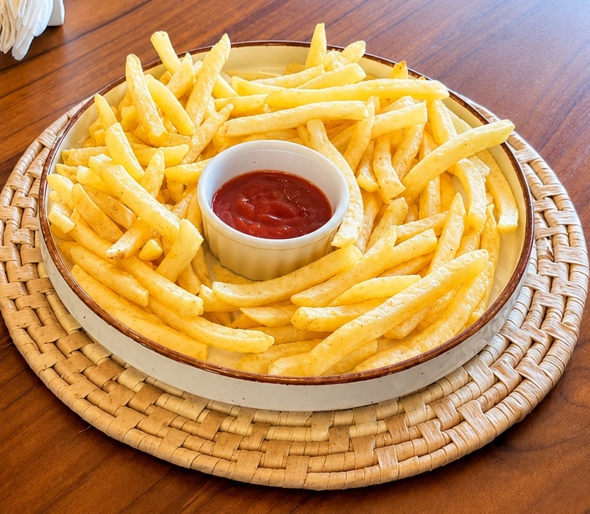French Fries with strawberry hot sauce