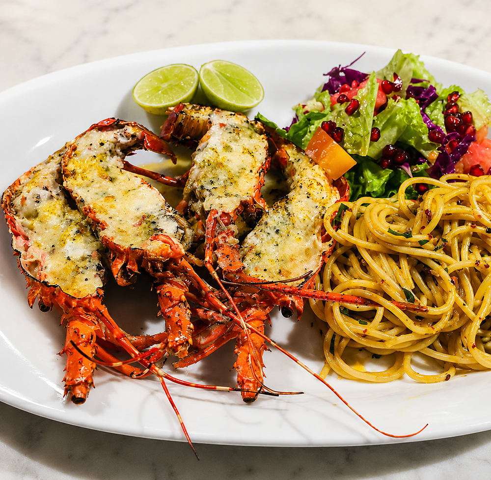 Jumbo Prawns With Spaghetti