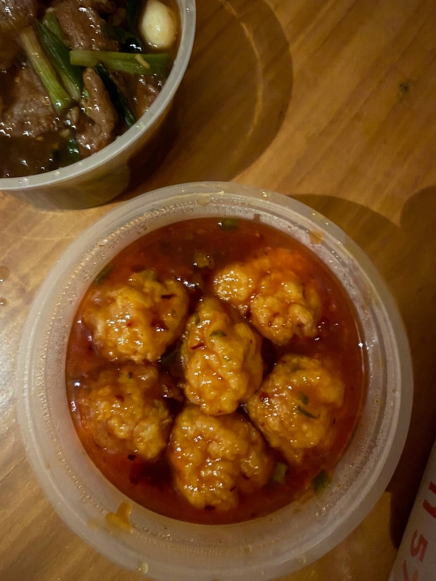 Sweet and sour shrimp balls