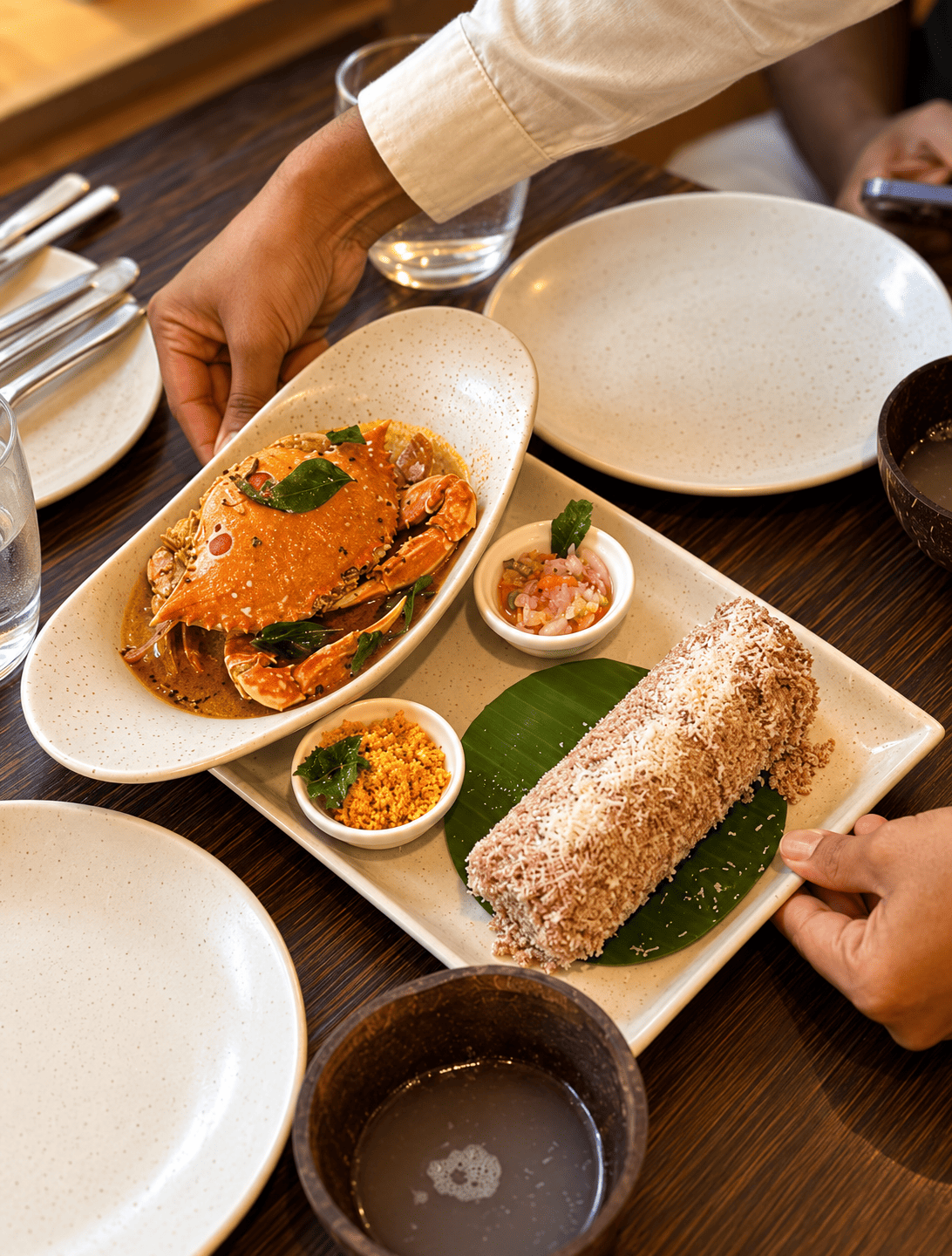 Crab curry and Pittu